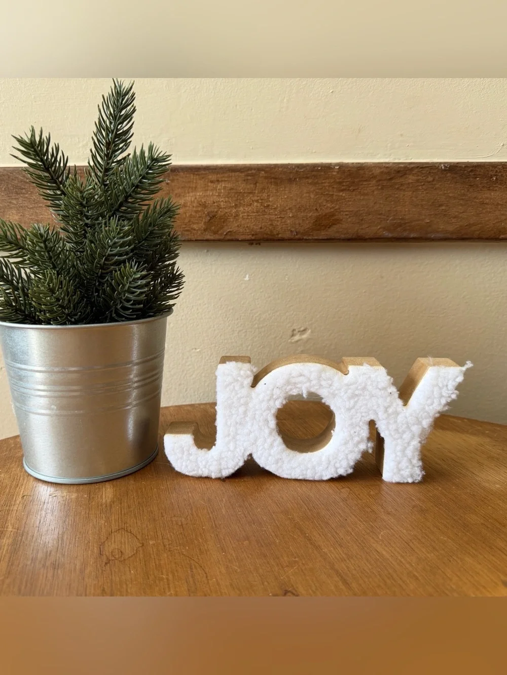 Target White Faux Fur JOY Holiday Table Decor
